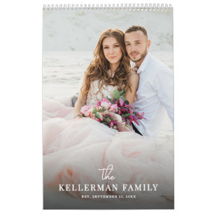 Newlyweds Modern Elegant Wedding Photo Calendar