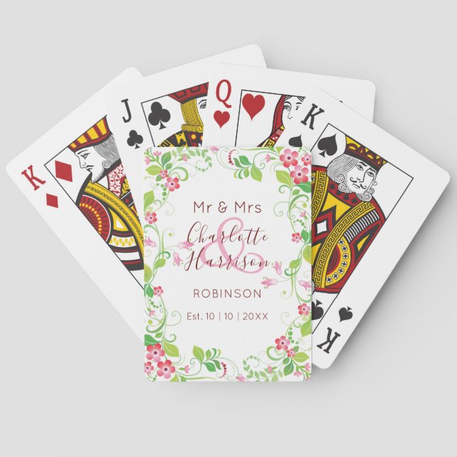 Newlyweds Mr and Mr Personalised Wedding Gift Playing Cards (Back)