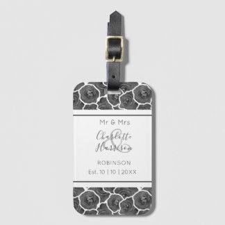 Newlyweds Mr and Mrs Grey Roses Personalised Luggage Tag