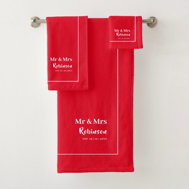 Newlyweds Mr & Mrs Personalised Large Bath Towel S (Insitu)