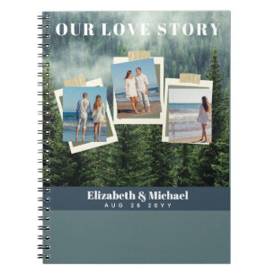 Newlyweds Our Love Story PHOTO Collage Custom Notebook