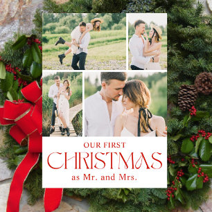 Newlyweds Photo Collage First Christmas Arch Holiday Card