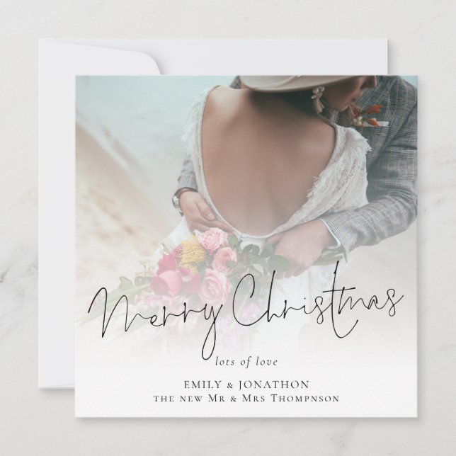 Newlyweds Photo Overlay Merry Christmas Card (Front)
