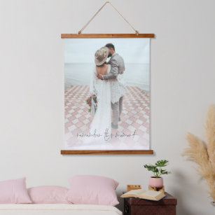 Newlyweds Photo Remember This Moment Wedding  Hanging Tapestry