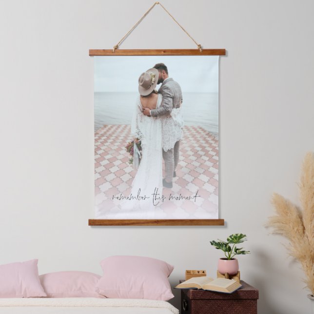 Newlyweds Photo Remember This Moment Wedding  Hanging Tapestry (Bedroom)