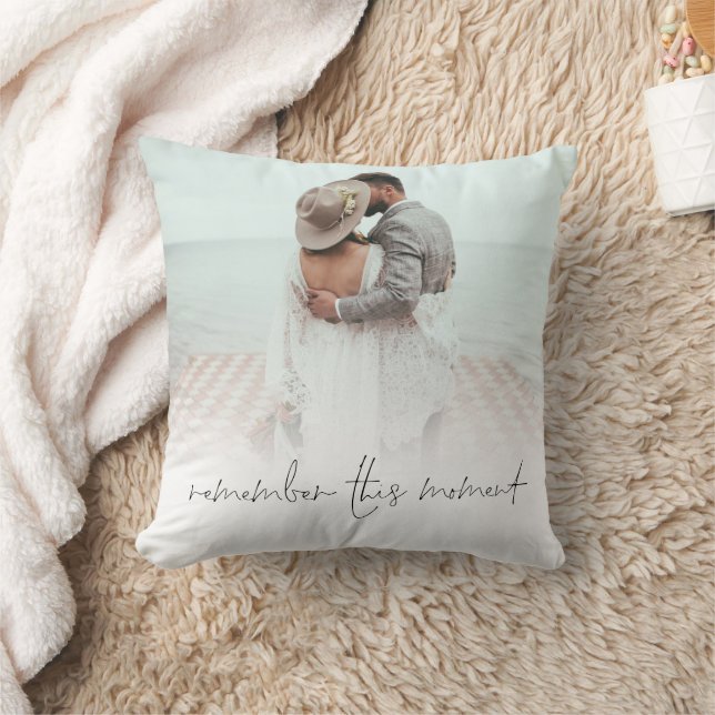 Newlyweds Remember This Moment Photo Overlay  Cushion (Blanket)