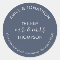 Newlyweds Return Name Address Dusty Navy Blue