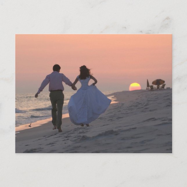 Newlyweds Running into the Sunset, the Future Postcard (Front)