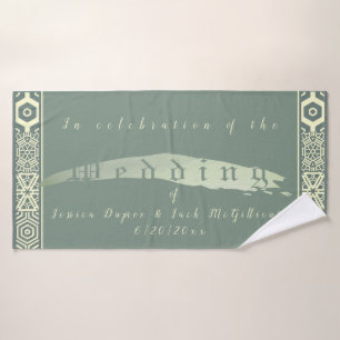 Newlyweds Teal Wedding  Bath Towel Set