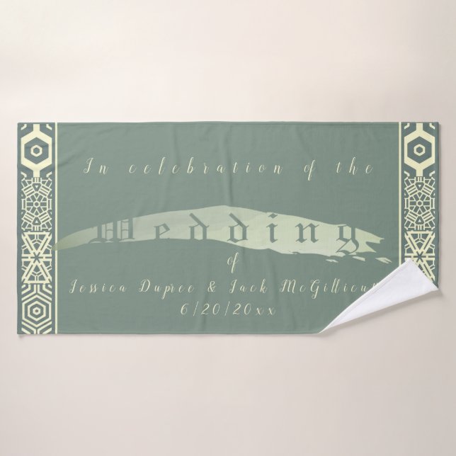 Newlyweds Teal Wedding  Bath Towel Set (Bath Towel)