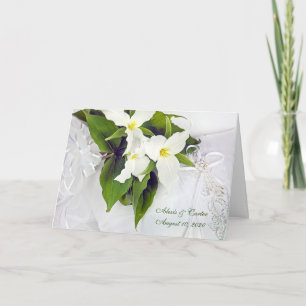 Newlyweds-trillium bridal bouquet on pillow card