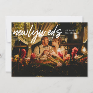 Newlyweds W Horizontal 1 Photo Wedding Reception Invitation