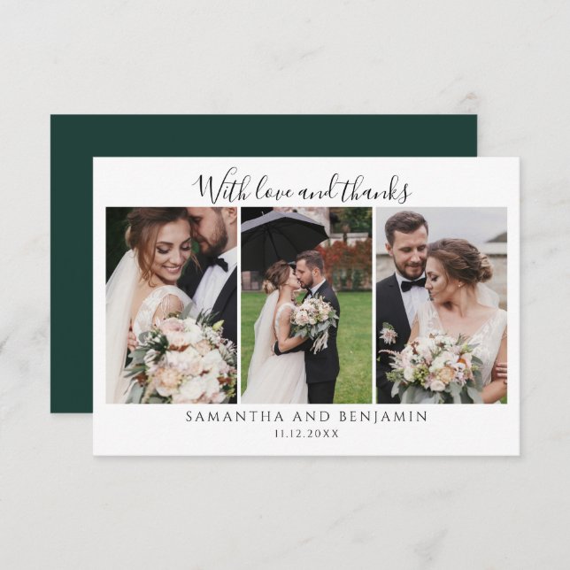 Newlyweds Wedding Day Photo Collage Thank You Card (Front/Back)
