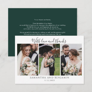 Newlyweds Wedding Day Photo Collage Thank You Card