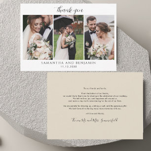 Newlyweds Wedding Day Photo Collage Thank You Card