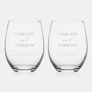 Newlyweds Wedding Drinkware Set Stemless Wine Glass