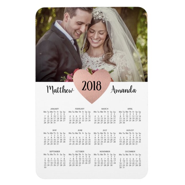 Newlyweds wedding favour 2019 Calendar Photo Magnet (Vertical)