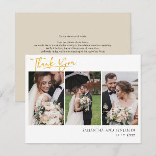 Newlyweds Wedding Photo Collage Thank You Card