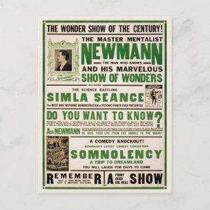 Newmann: The Master Mentalist, 1930 Postcard