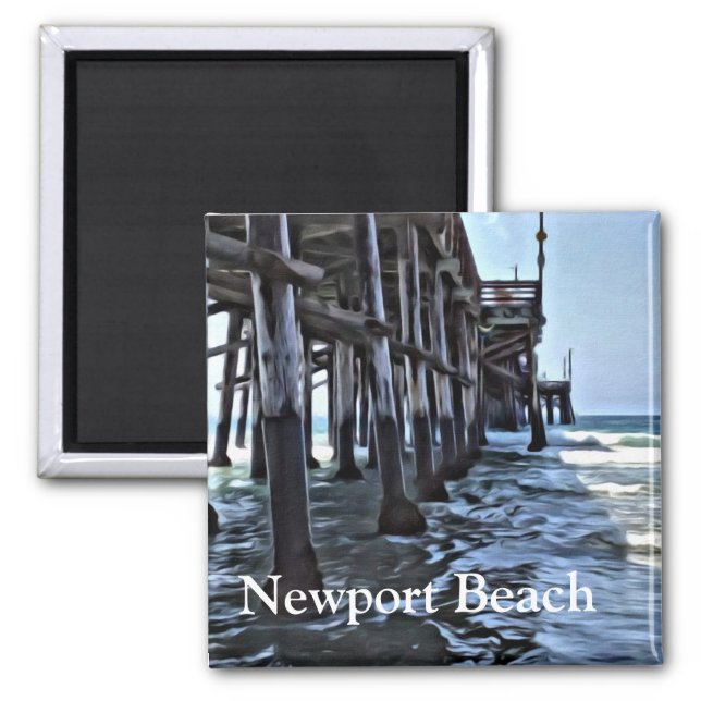Newport Beach - 2 Inch Square Magnet (Front)