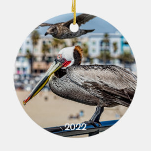 Newport Beach 2 sided round Ceramic Ornament