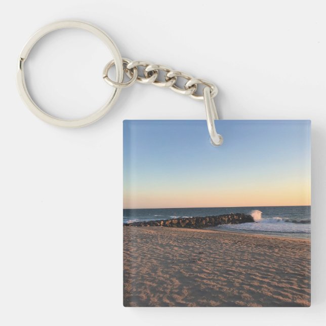 Newport Beach at Sunset, California Key Ring (Front)