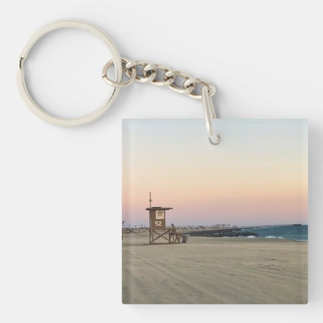 Newport Beach at Sunset, California Key Ring (Front)