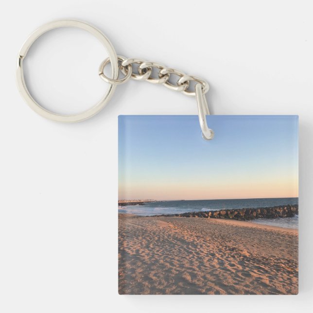 Newport Beach at Sunset, California Key Ring (Front)