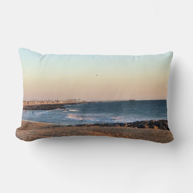 Newport Beach at Sunset, California Lumbar Cushion (Front)