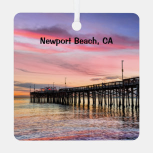 Newport Beach Balboa Pier 2 sided, Metal Tree Decoration