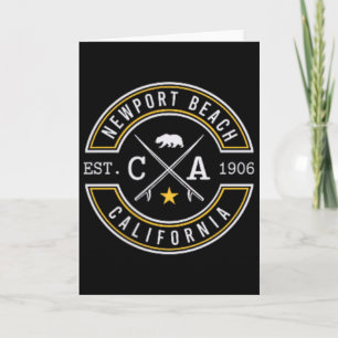 Newport Beach California Ca Retro Surfer Beach Fro Card