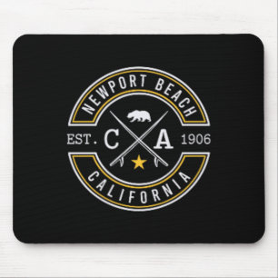 Newport Beach California Ca Retro Surfer Beach Fro Mouse Mat