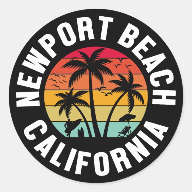 Newport Beach,California Classic Round Sticker (Front)