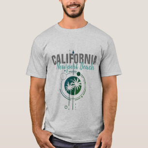 Newport Beach California Geometric Palms T-Shirt