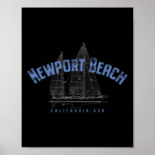 Newport Beach California Nautical Sailing Design Poster