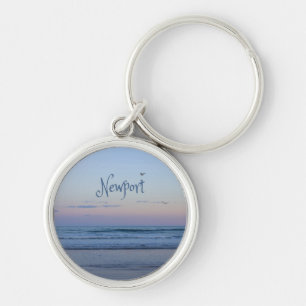 Newport Beach California Ocean Sunrise Blue Key Ring