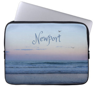 Newport Beach California Ocean Sunrise Blue Laptop Sleeve