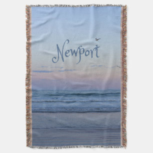 Newport Beach California Ocean Sunrise Blue Throw Blanket