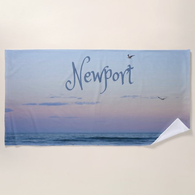 Newport Beach California Ocean Sunrise Blue Towel (Front)