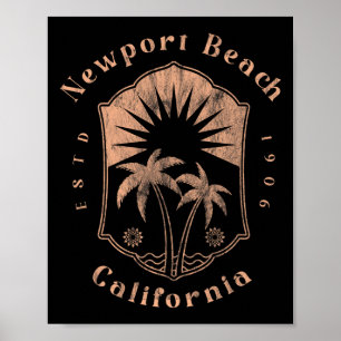 Newport Beach California Retro Surfer Vintage Beac Poster