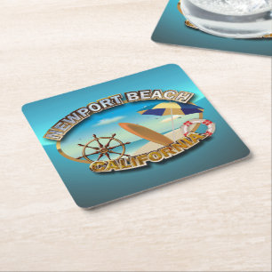 Newport Beach, California Square Paper Coaster
