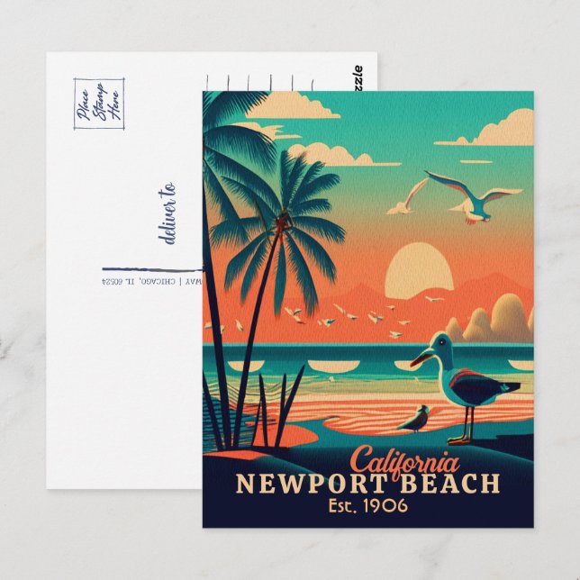 Newport Beach California Sunset Souvenirs 1950s Postcard (Front/Back)