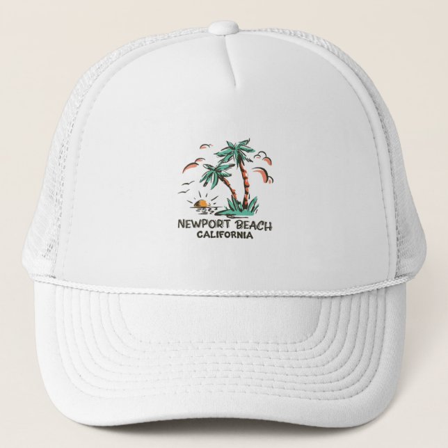 Newport Beach - California - Sunset Trucker Hat (Front)