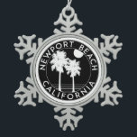 Newport Beach California Surfing Surf Snowflake Pewter Christmas Ornament<br><div class="desc">Newport Beach California Surfing Surf</div>