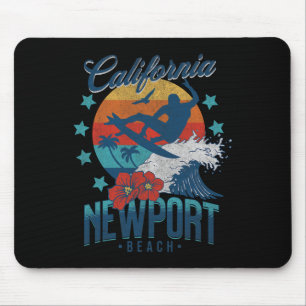 Newport Beach California Surfing Vintage Vacation Mouse Mat