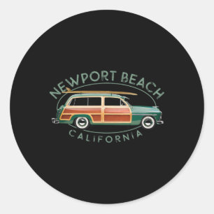 Newport Beach California Vintage Surfing Classic Round Sticker