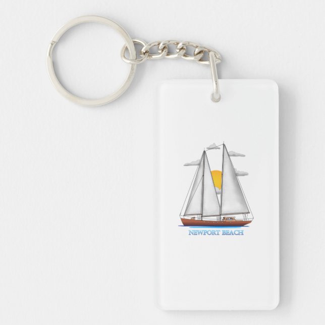 Newport Beach Coastal Nautical Sailing Sailor Key Ring (Front)
