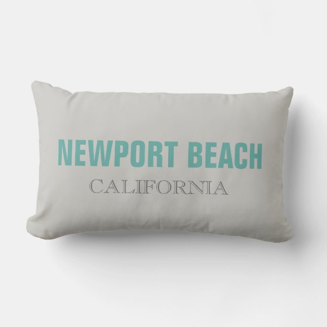 Newport Beach Grey California Throw Pillow (Front)