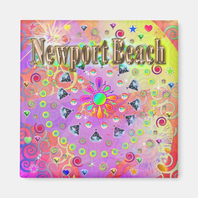 Newport Beach Lucky Golden Pillow Magnet (Front)