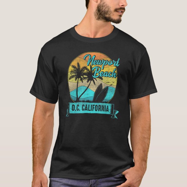   Newport Beach Orange County California Surfing  T-Shirt (Front)